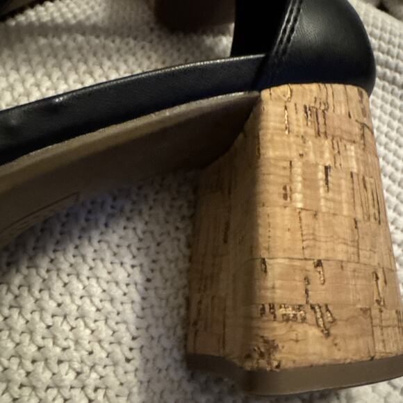 Kenneth Cole Reaction Randee Black Platform sandals Peep Toe Cork Heel Sz 10 NIB - Picture 7 of 7